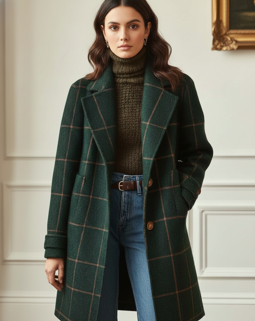 Tina | Retro kaput od tvida s kariranim reverom